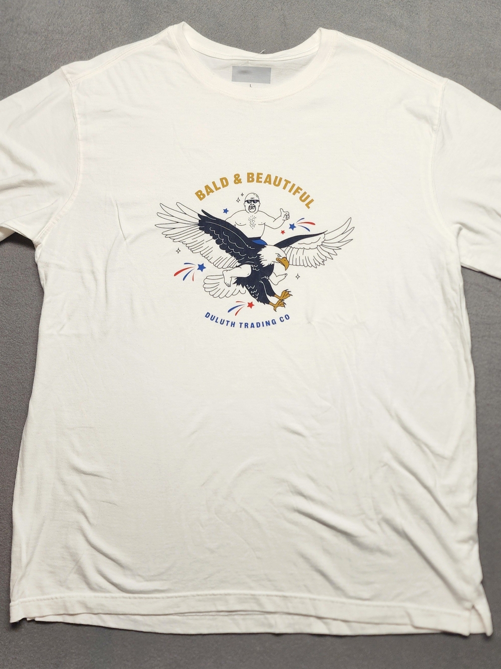 Duluth Trading Company Bald And Beautiful Longtail T-Shirt, New, White, Large